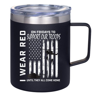 Wear Red On Fridays Military Veteran Support Our Troops Flag 12oz Stainless Steel Coffee Mug