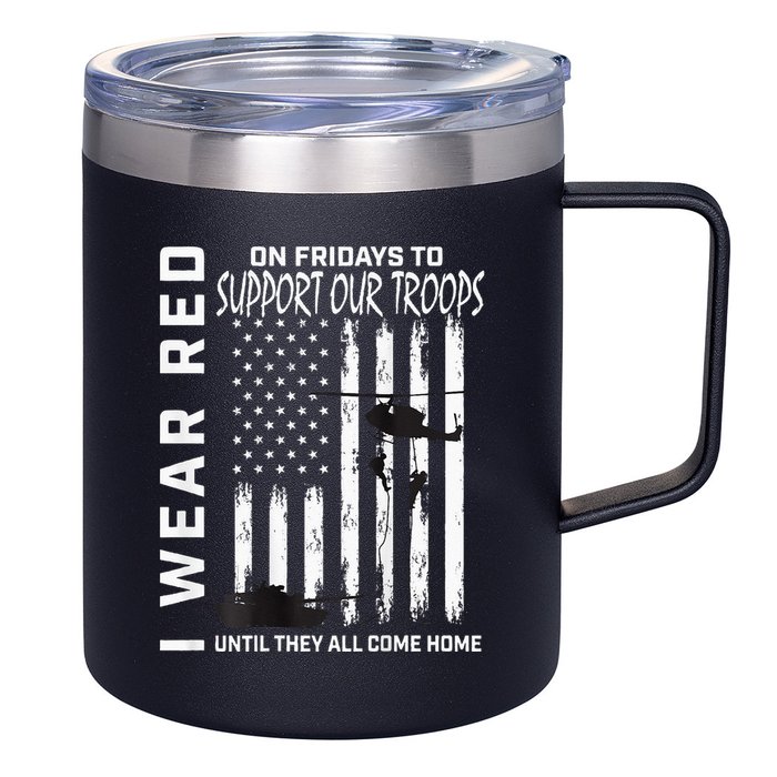 Wear Red On Fridays Military Veteran Support Our Troops Flag 12oz Stainless Steel Coffee Mug