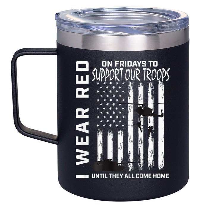 Wear Red On Fridays Military Veteran Support Our Troops Flag 12oz Stainless Steel Coffee Mug
