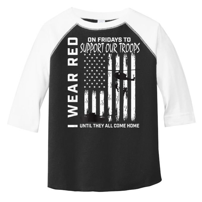 Wear Red On Fridays Military Veteran Support Our Troops Flag Toddler Fine Jersey T-Shirt