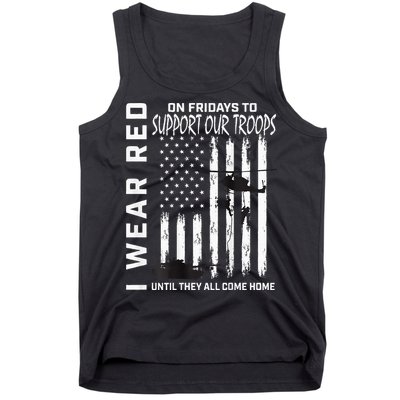 Wear Red On Fridays Military Veteran Support Our Troops Flag Tank Top