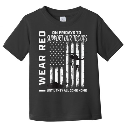 Wear Red On Fridays Military Veteran Support Our Troops Flag Toddler T-Shirt