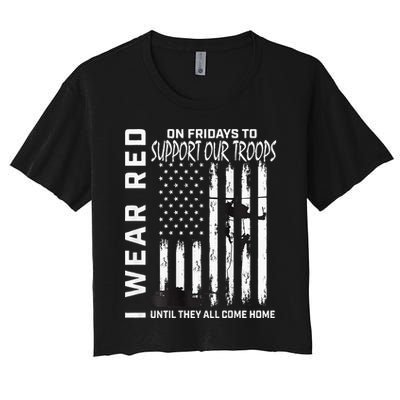 Wear Red On Fridays Military Veteran Support Our Troops Flag Crop Top