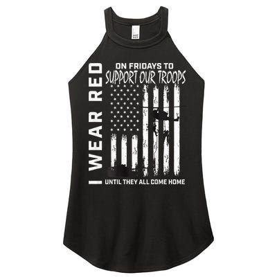 Wear Red On Fridays Military Veteran Support Our Troops Flag Women's Perfect Tri Rocker Tank