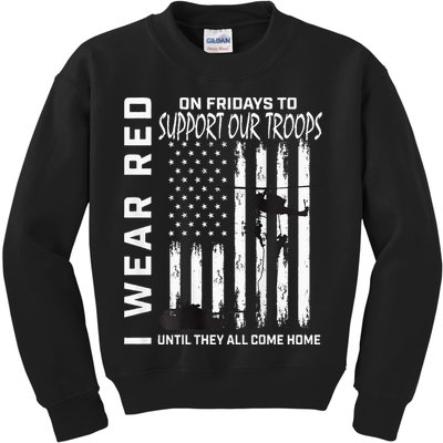 Wear Red On Fridays Military Veteran Support Our Troops Flag Kids Sweatshirt