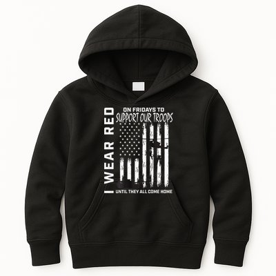 Wear Red On Fridays Military Veteran Support Our Troops Flag Kids Hoodie