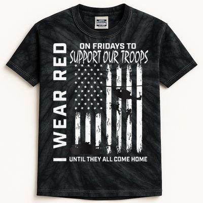 Wear Red On Fridays Military Veteran Support Our Troops Flag Kids Tie-Dye T-Shirt