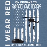 Wear Red On Fridays Military Veteran Support Our Troops Flag Garment-Dyed Sweatshirt