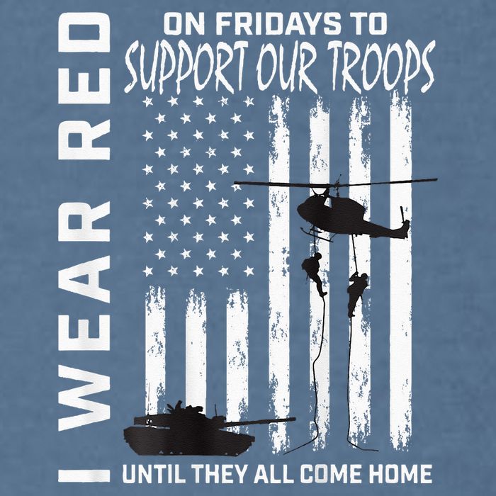 Wear Red On Fridays Military Veteran Support Our Troops Flag Garment-Dyed Sweatshirt
