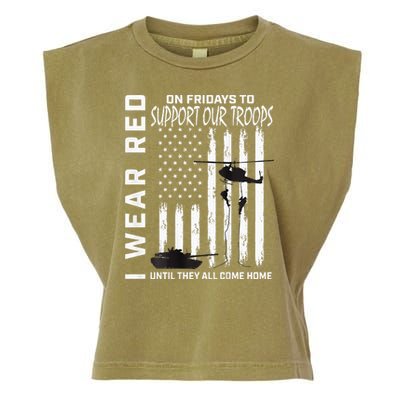 Wear Red On Fridays Military Veteran Support Our Troops Flag Garment-Dyed Women's Muscle Tee