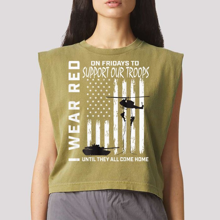 Wear Red On Fridays Military Veteran Support Our Troops Flag Garment-Dyed Women's Muscle Tee
