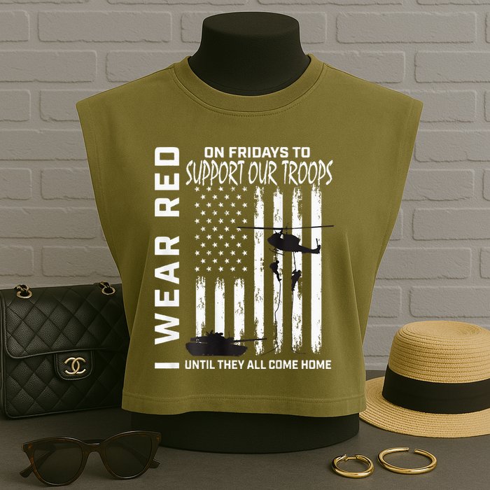 Wear Red On Fridays Military Veteran Support Our Troops Flag Garment-Dyed Women's Muscle Tee