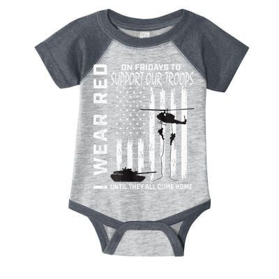 Wear Red On Fridays Military Veteran Support Our Troops Flag Infant Baby Jersey Bodysuit