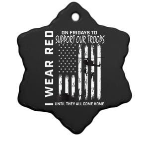 Wear Red On Fridays Military Veteran Support Our Troops Flag Ceramic Star Ornament