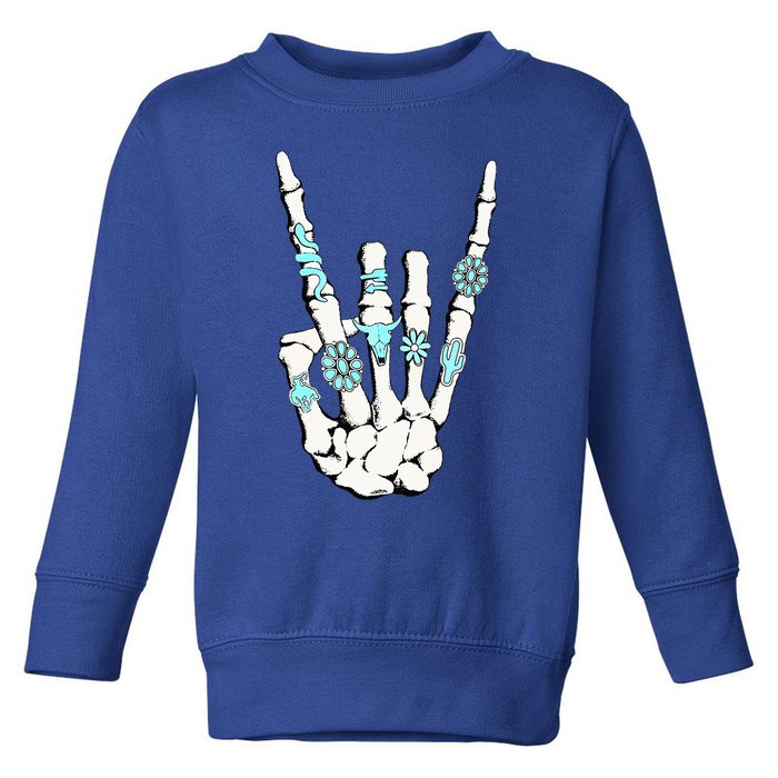 Western Rock On Skeleton American Rodeo Cowboy Toddler Sweatshirt