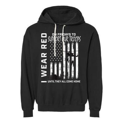 Wear Red On Fridays Military Veteran Support Our Troops Flag Garment-Dyed Fleece Hoodie
