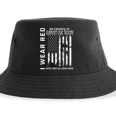 Wear Red On Fridays Military Veteran Support Our Troops Flag Sustainable Bucket Hat