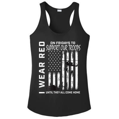 Wear Red On Fridays Military Veteran Support Our Troops Flag Ladies PosiCharge Competitor Racerback Tank