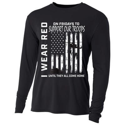Wear Red On Fridays Military Veteran Support Our Troops Flag Cooling Performance Long Sleeve Crew