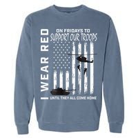Wear Red On Fridays Military Veteran Support Our Troops Flag Garment-Dyed Sweatshirt