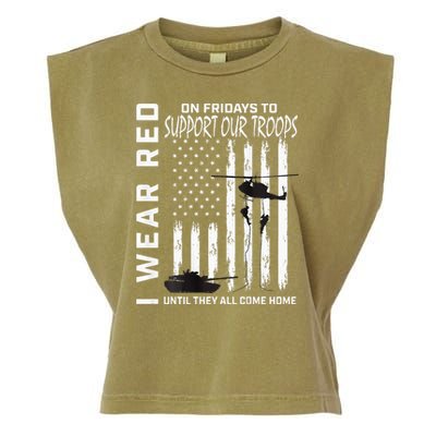 Wear Red On Fridays Military Veteran Support Our Troops Flag Garment-Dyed Women's Muscle Tee