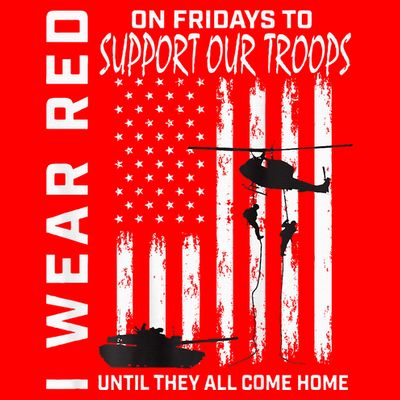 Wear Red On Fridays Military Veteran Support Our Troops Flag T-Shirt