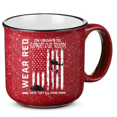 Wear Red On Fridays Military Veteran Support Our Troops Flag 15oz Campfire Ceramic Mug