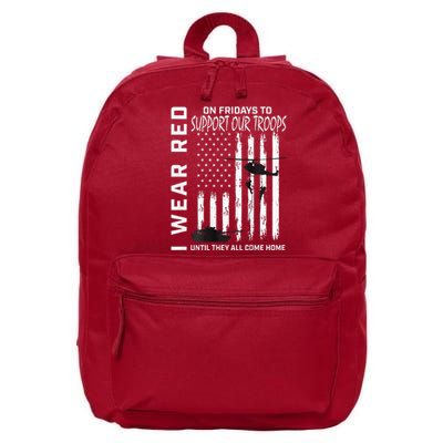 Wear Red On Fridays Military Veteran Support Our Troops Flag 16 in Basic Backpack