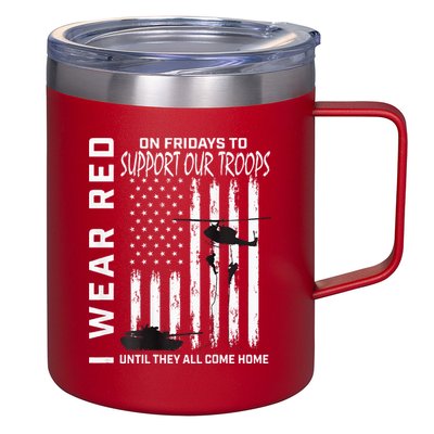 Wear Red On Fridays Military Veteran Support Our Troops Flag 12oz Stainless Steel Coffee Mug