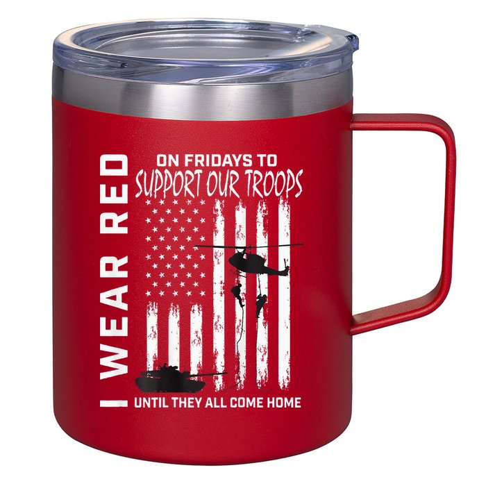 Wear Red On Fridays Military Veteran Support Our Troops Flag 12oz Stainless Steel Coffee Mug