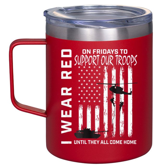 Wear Red On Fridays Military Veteran Support Our Troops Flag 12oz Stainless Steel Coffee Mug