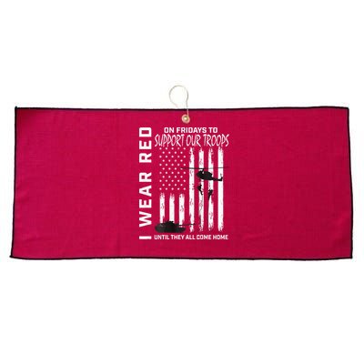 Wear Red On Fridays Military Veteran Support Our Troops Flag Large Microfiber Waffle Golf Towel