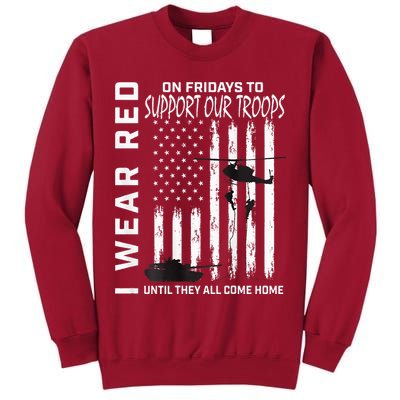 Wear Red On Fridays Military Veteran Support Our Troops Flag Tall Sweatshirt