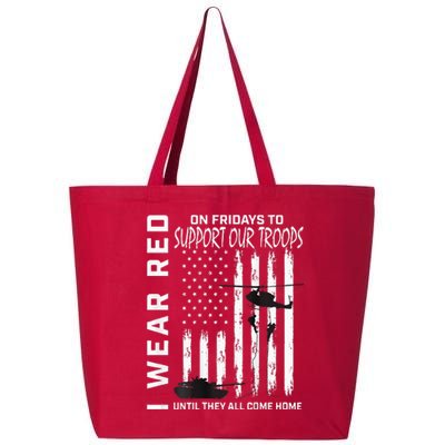 Wear Red On Fridays Military Veteran Support Our Troops Flag 25L Jumbo Tote