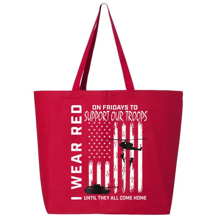 Wear Red On Fridays Military Veteran Support Our Troops Flag 25L Jumbo Tote