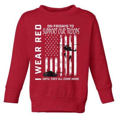 Wear Red On Fridays Military Veteran Support Our Troops Flag Toddler Sweatshirt