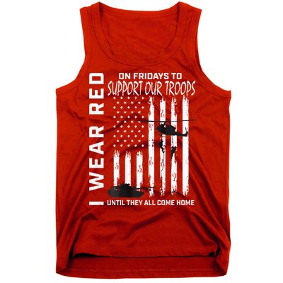 Wear Red On Fridays Military Veteran Support Our Troops Flag Tank Top
