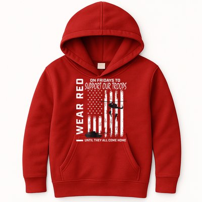 Wear Red On Fridays Military Veteran Support Our Troops Flag Kids Hoodie