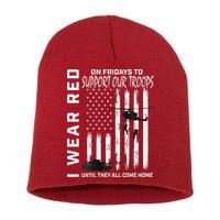 Wear Red On Fridays Military Veteran Support Our Troops Flag Short Acrylic Beanie