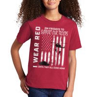 Wear Red On Fridays Military Veteran Support Our Troops Flag Kids T-Shirt
