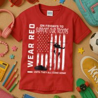Wear Red On Fridays Military Veteran Support Our Troops Flag Kids T-Shirt