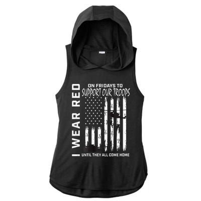 Wear Red On Fridays Military Veteran Support Our Troops Flag Ladies PosiCharge Tri-Blend Wicking Draft Hoodie Tank