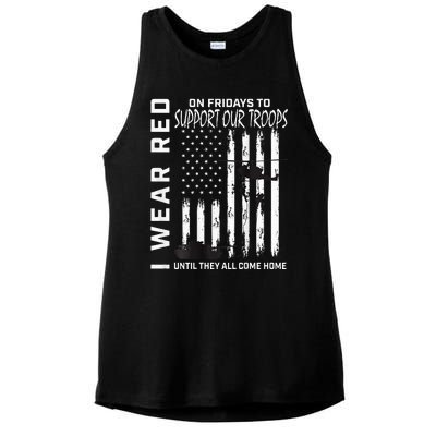 Wear Red On Fridays Military Veteran Support Our Troops Flag Ladies PosiCharge Tri-Blend Wicking Tank