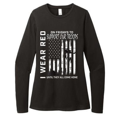 Wear Red On Fridays Military Veteran Support Our Troops Flag Womens CVC Long Sleeve Shirt