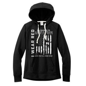 Wear Red On Fridays Military Veteran Support Our Troops Flag Women's Fleece Hoodie