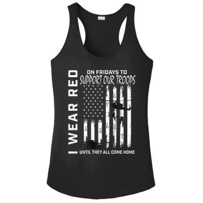 Wear Red On Fridays Military Veteran Support Our Troops Flag Ladies PosiCharge Competitor Racerback Tank