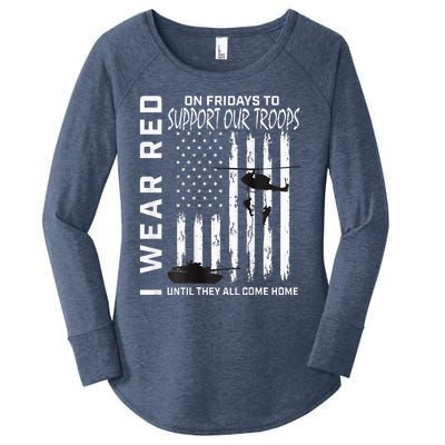 Wear Red On Fridays Military Veteran Support Our Troops Flag Women's Perfect Tri Tunic Long Sleeve Shirt