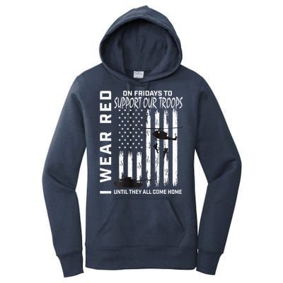 Wear Red On Fridays Military Veteran Support Our Troops Flag Women's Pullover Hoodie