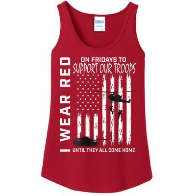 Wear Red On Fridays Military Veteran Support Our Troops Flag Ladies Essential Tank