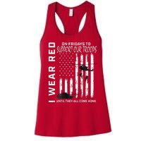 Wear Red On Fridays Military Veteran Support Our Troops Flag Women's Racerback Tank